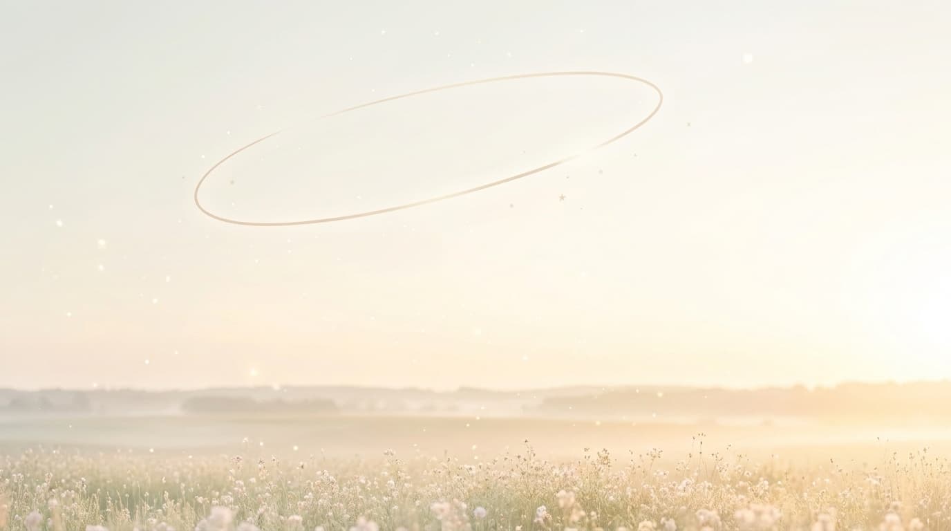 Ein weiter, ruhiger Horizont im weichen Morgenlicht mit zartem Goldschimmer — eine Einladung